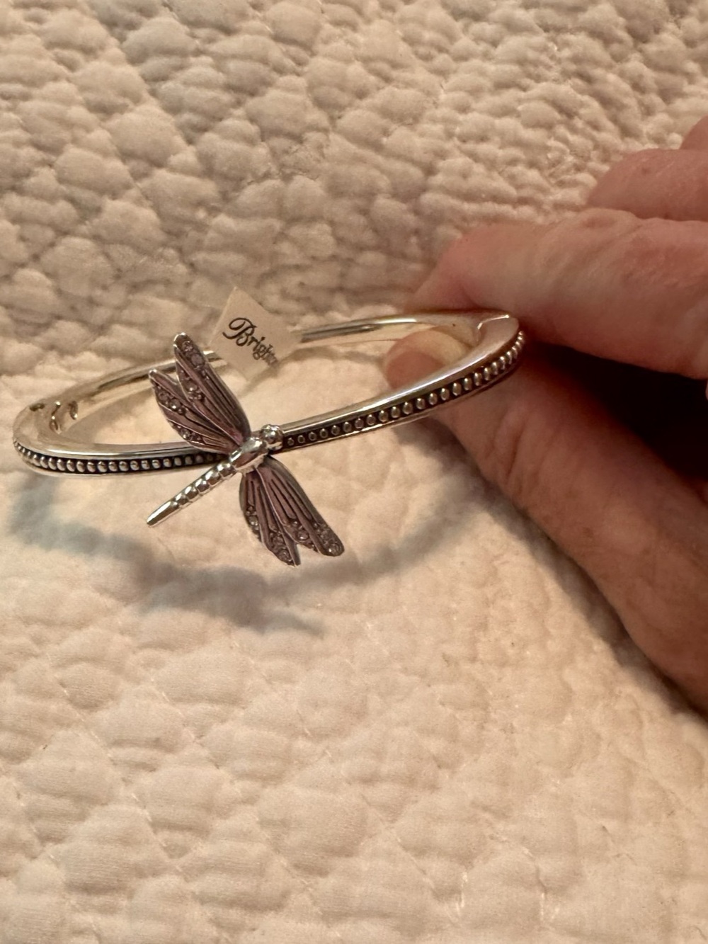 Brighton Solstice Dragonfly Hinged Bangle Silver NWT